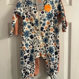 Carter's Floral Footie - 2 pack Navy and Peach